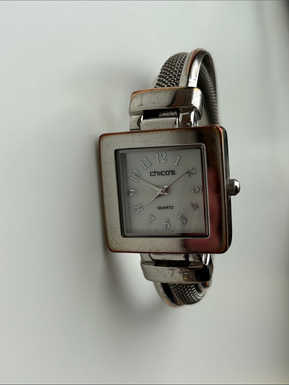 Vintage Chico's Silver Square Dial Mesh Bracelet Watch